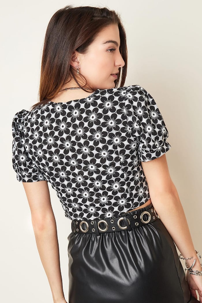 Blouse crop top Zwart S h5Afbeelding6